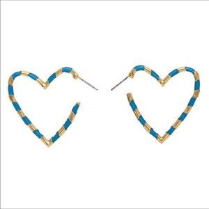 NWOT Anthro BaubleBar Blue Heart Hoop Earrings